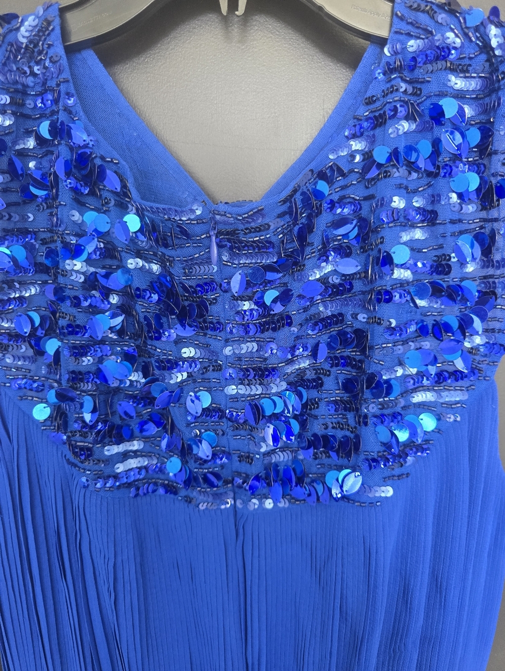 NWT Adrianna Papell Royal Blue Pleated Maxi Dress Sz 12 Sequin Sleeveless Formal - Picture 16 of 16